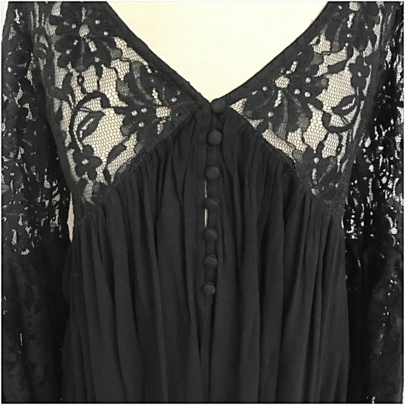 Flirty Boho Peasant Lace Tunic Dress SM - Picture 6 of 6